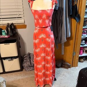 Lulu's Coral Floral Maxi Dress
